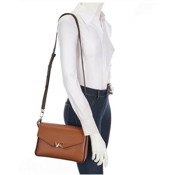 NWT Michael Kors Sylvia Luggage Leather Medium Convertible Flap Shoulderbag - Picture 3 of 8